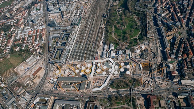 Luftbild des neuen Stuttgarter Hauptbahnhofs